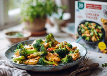 Chicken and broccoli stir-fry with carrots and bell peppers, a healthy 30-minute weeknight meal.