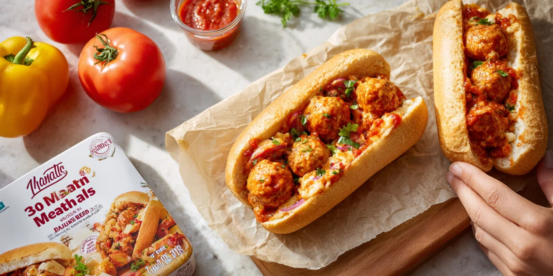 Mini chicken meatball subs with marinara and melted cheese – a quick 30-minute family-friendly meal.
