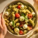 Quick 30-minute pesto pasta with cherry tomatoes and mozzarella – a fresh and easy weeknight meal.
