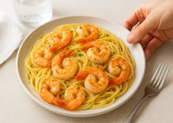 Shrimp scampi with linguine in garlic butter sauce, a quick and flavorful 30-minute meal
