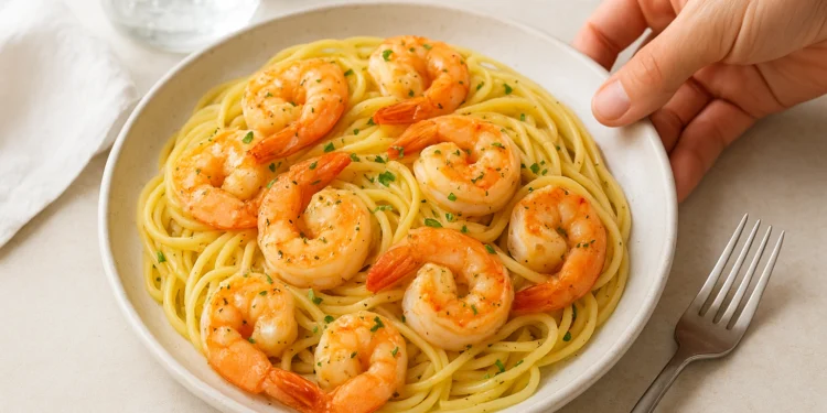 Shrimp scampi with linguine in garlic butter sauce, a quick and flavorful 30-minute meal