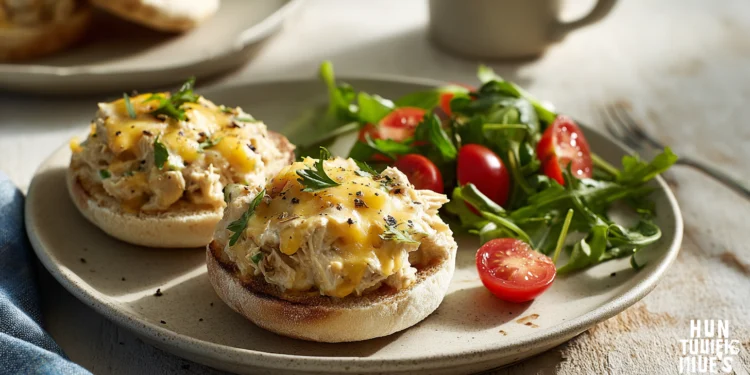 Quick 30-minute tuna melts on English muffins with creamy tuna salad and melted cheese.