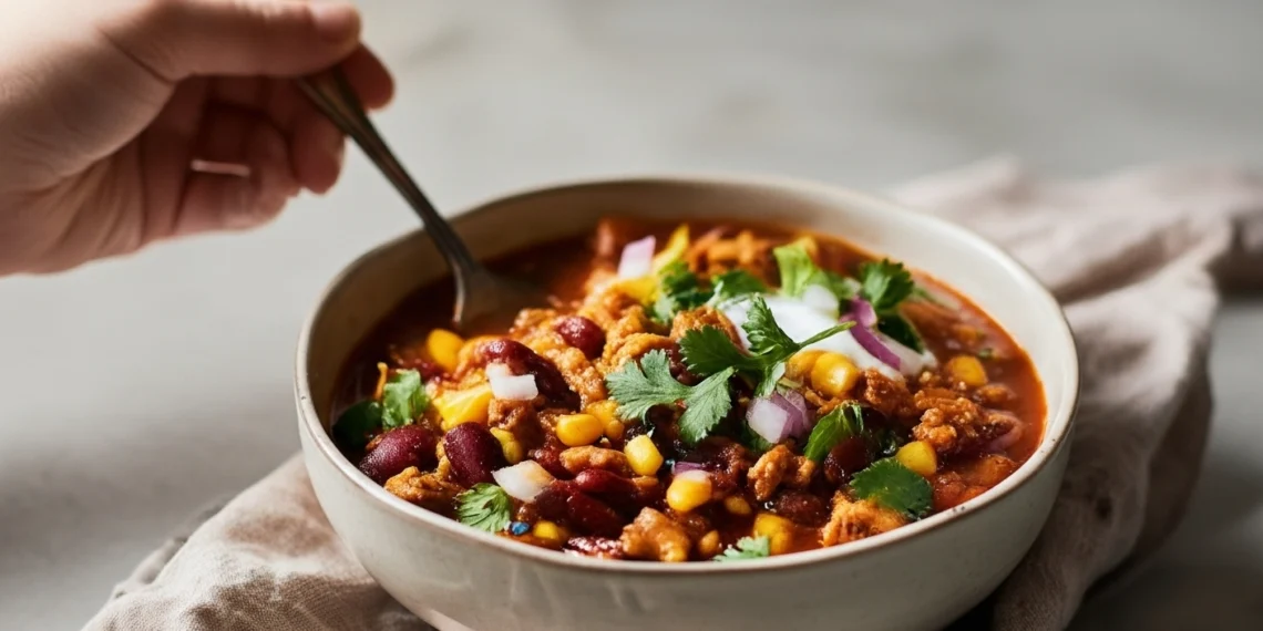 Quick 30-minute chili with beans, tomatoes, and ground meat – a warm, comforting meal for cold nights.