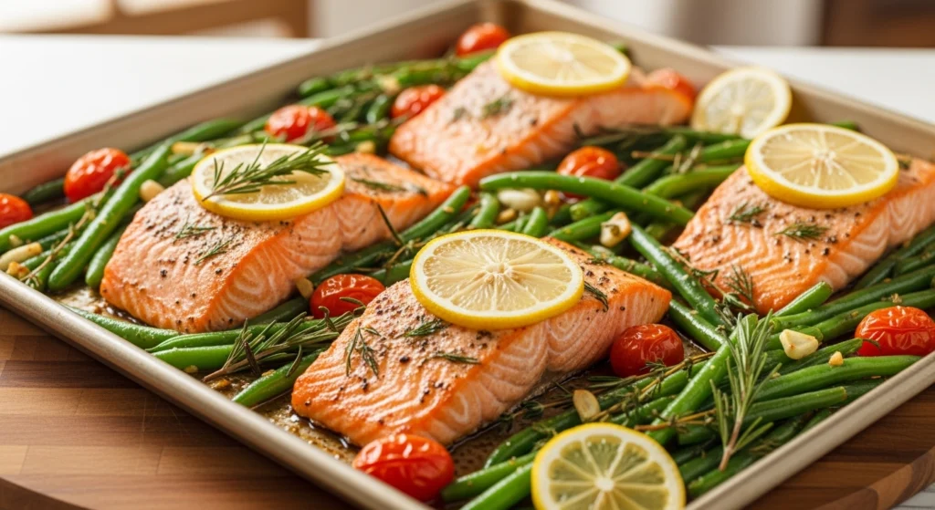 Sheet Pan Salmon + Green Beans Magic