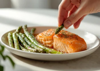 Healthy 30-minute salmon with roasted asparagus, a quick and nutritious weeknight meal.