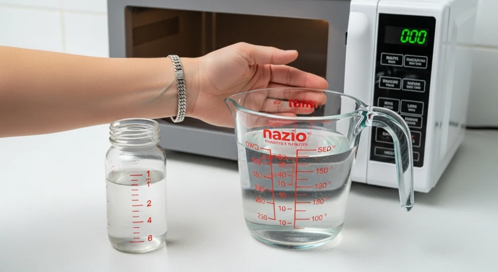 Prepare Your Water (1 minute) Measure exactly 1 cup of water in a microwave-safe measuring cup. Microwave for 30-45 seconds 