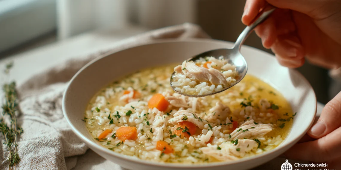 Healthy 30-minute chicken and rice soup with vegetables – a quick and comforting weeknight meal.