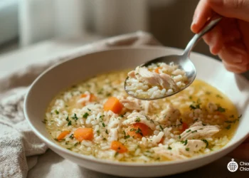 Healthy 30-minute chicken and rice soup with vegetables – a quick and comforting weeknight meal.
