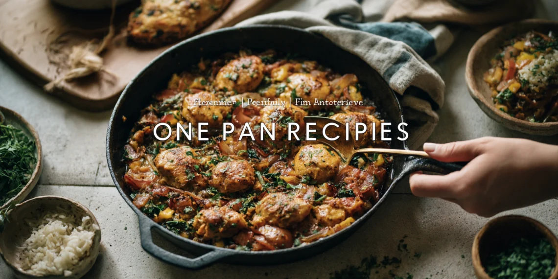 Healthy one-pan dinner with chicken, broccoli, peppers, and potatoes, perfect for quick weeknight meals.
