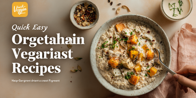 Overnight oats with fruit and seeds, quick vegetarian breakfast prepared in advance.