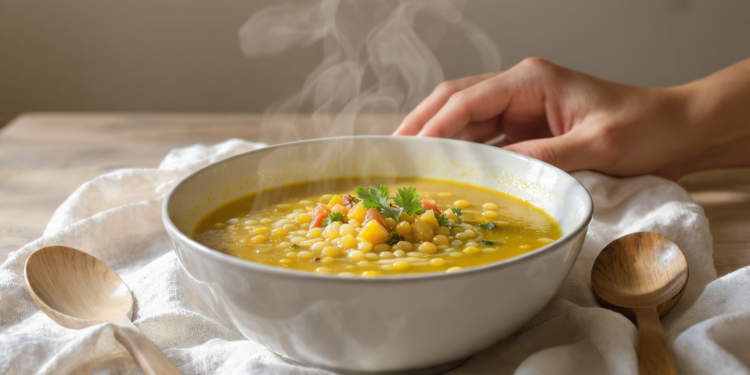 Quick vegetarian lentil soup with vegetables, hearty and ready in under 45 minutes.