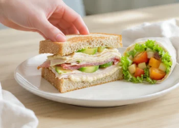 Budget-friendly sandwiches and wraps with vegetables and simple fillings, quick low-cost meal idea.