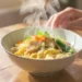 Budget-friendly noodle bowl with vegetables, quick and easy low-cost meal ready in minutes.