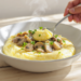 Budget polenta dish with cheese and toppings for quick easy cornmeal meals