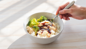 Budget-friendly rice bowl with vegetables and protein, quick and easy meal ready in minutes.