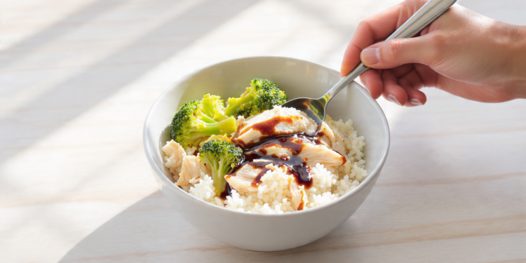 Budget-friendly rice bowl with vegetables and protein, quick and easy meal ready in minutes.
