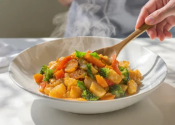 Budget-friendly vegetable stir-fry with rice, quick and easy low-cost meal ready in minutes.