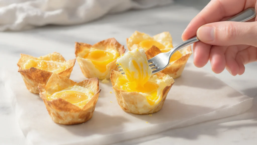 Cheese and egg cups in muffin tin with melted cheddar and herbs, quick protein breakfast