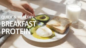 Quick healthy protein breakfast with eggs, Greek yogurt, and nuts for energy and muscle support