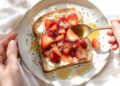 Healthy breakfast toast ideas with yogurt, nut butter, and veggie toppings on whole grain bread