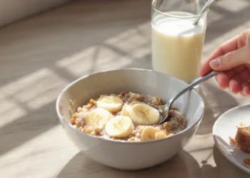Healthy breakfast under 300 calories with poached egg, berries, yogurt and avocado on white plate