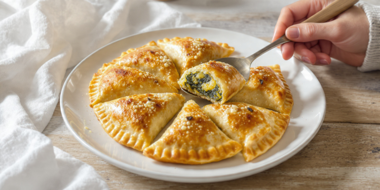 Spinach and cheese empanadas, quick vegetarian pastries baked until golden.