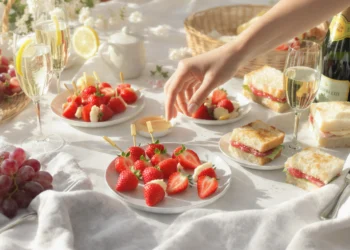 Easy picnic food ideas for two with romantic finger foods, fresh fruit, cheese, and quick snacks on a blanket outdoors.