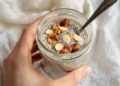 Quick healthy breakfast recipes with seeds and nuts including chia pudding, granola bowl, almonds, and pumpkin seeds.