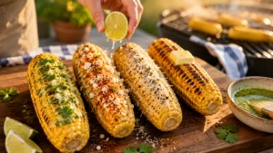 quick grilled corn on the cob with butter herbs and char marks easy summer side dish