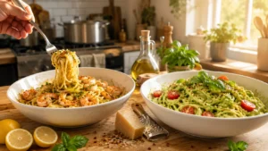 Easy summer pasta recipes with fresh veggies, herbs, and light sauces for quick meals.